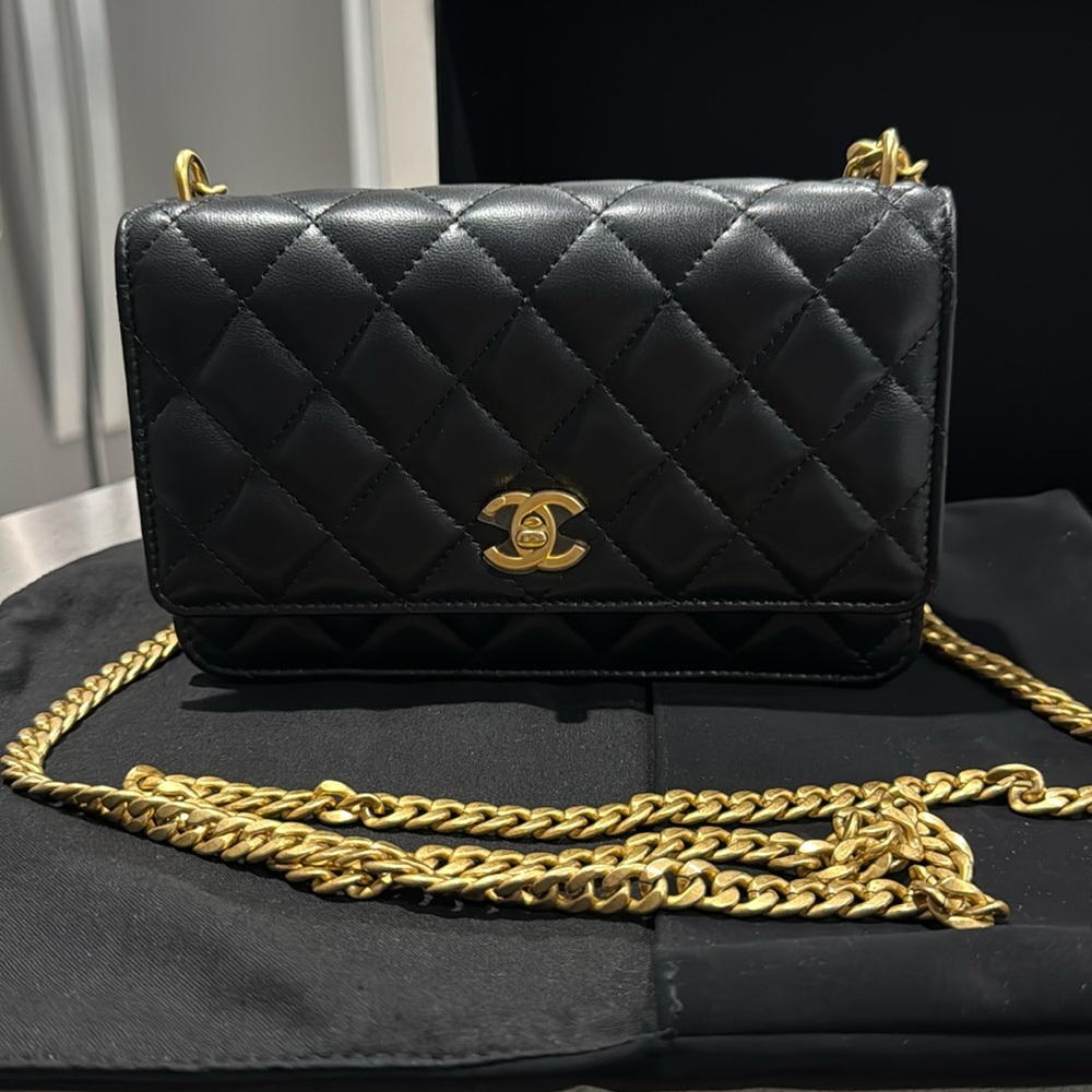 Authentic Chanel Sweet Camellia Wallet on Chain